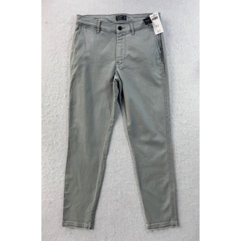 Abercrombie &‎ Fitch Women Sage Green Skinny Raw Hem Chino Pants 25R
